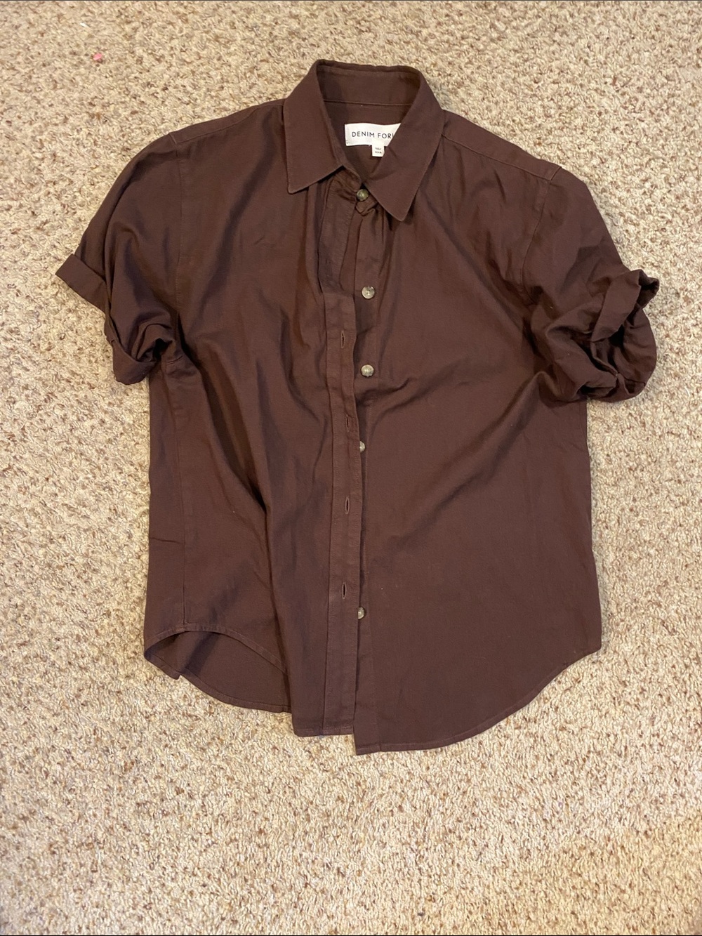 Denim Forum Men's Short-Sleeve Button-Down Shirt — Brown